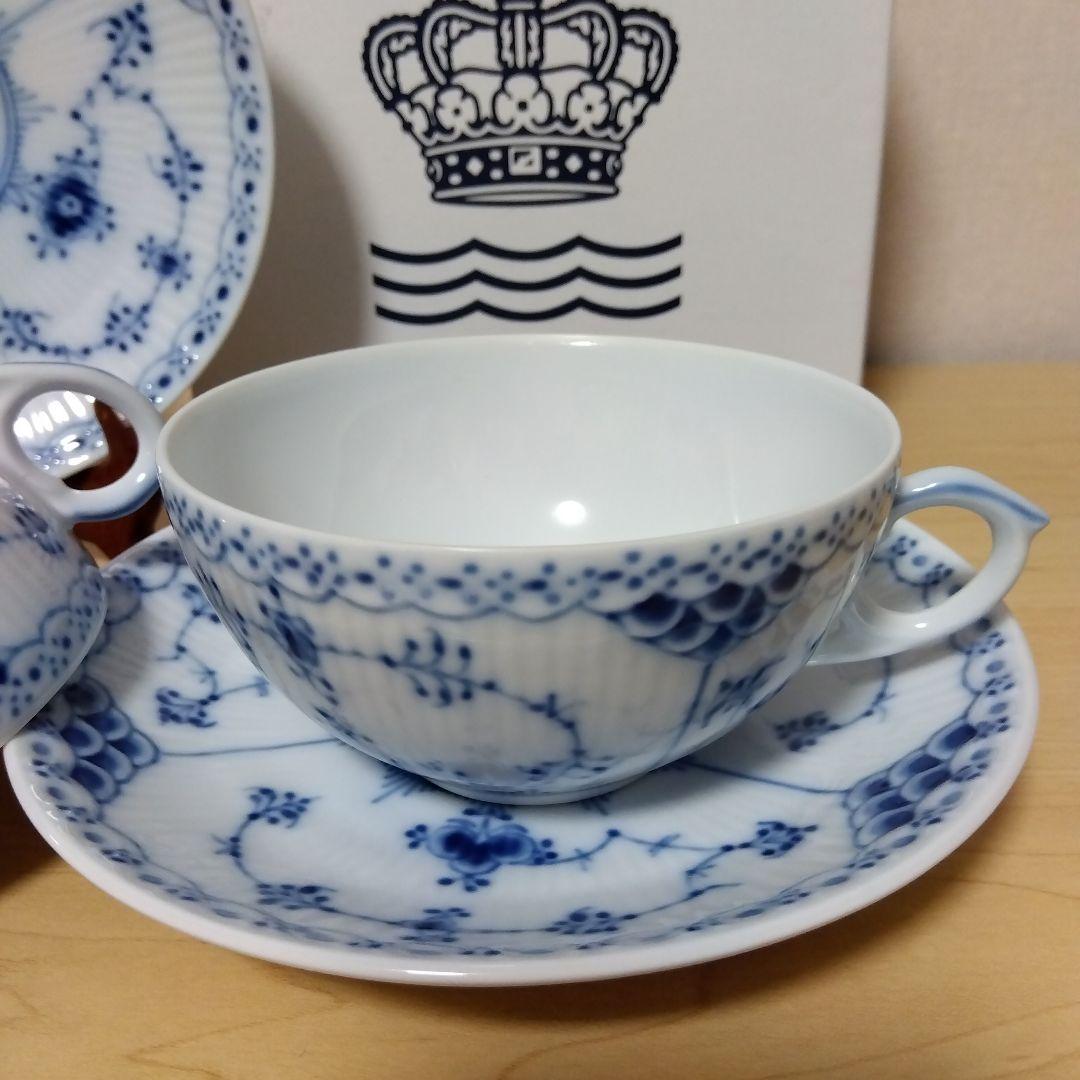  ハーフレース　カップ＆ソーサー ペア　2客