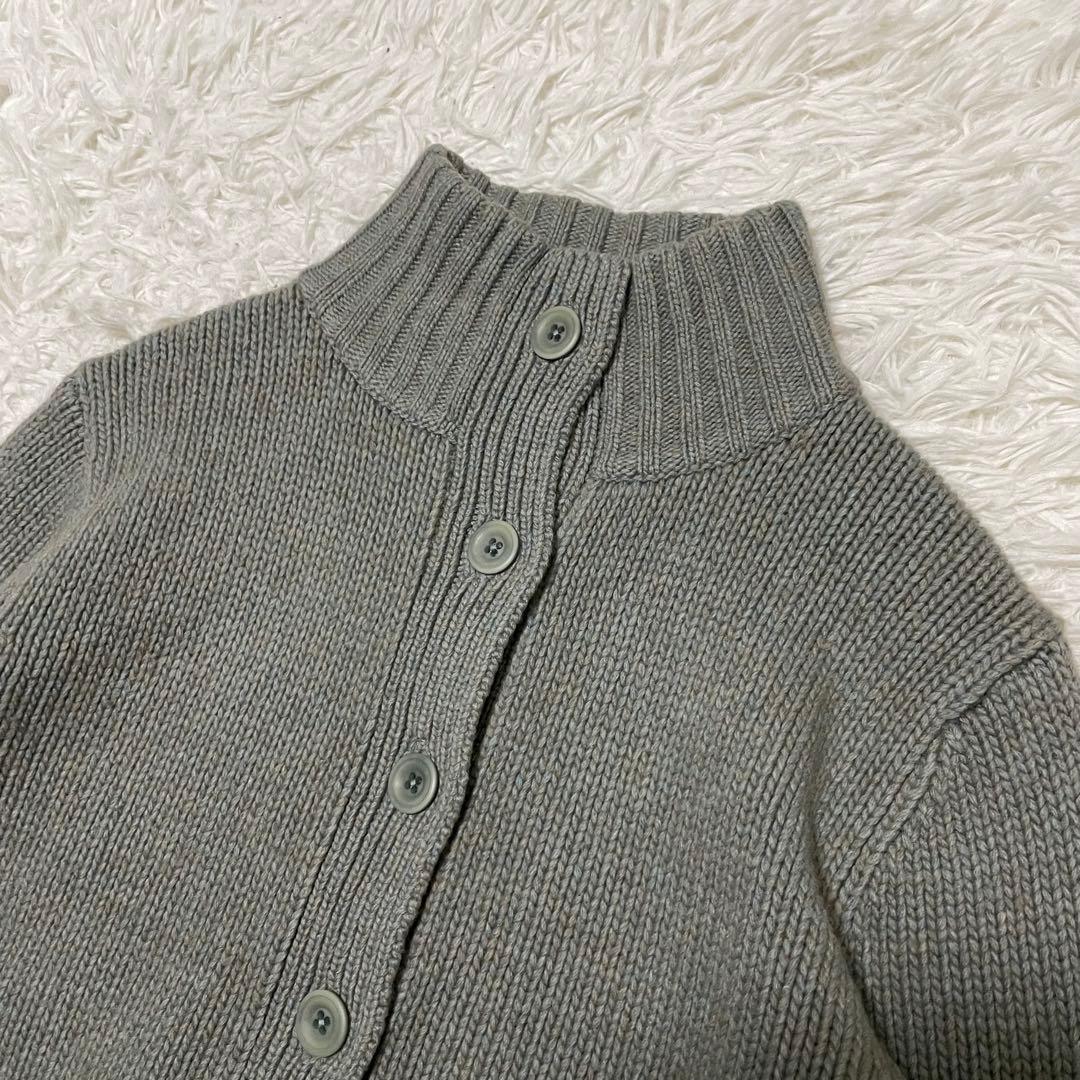 極美品/XL相当 ラルフローレン カシミヤ ケーブルニット レザー オリーブ色