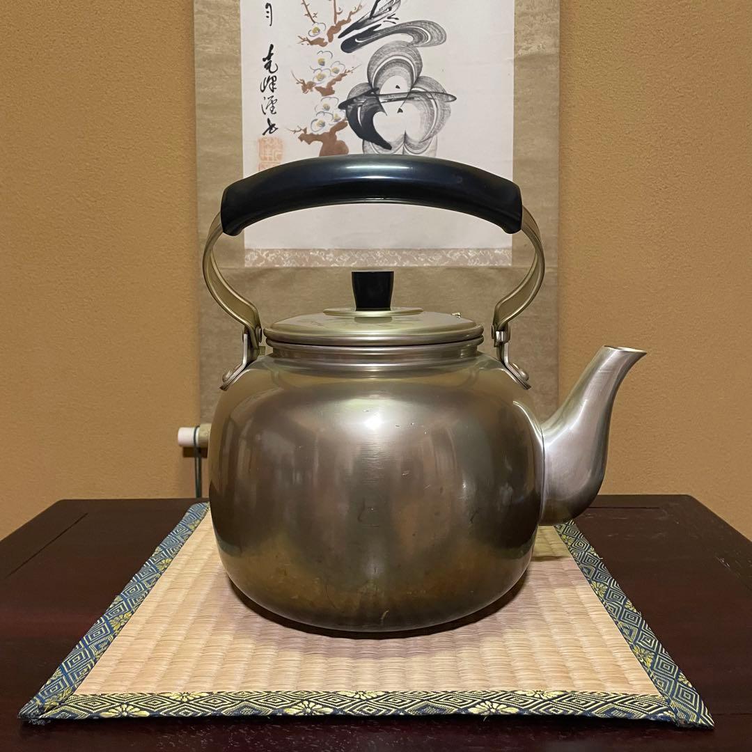 【昭和レトロ】アカオ やかん しゅう酸メッキ 5L ケトル 湯沸かし ビンテージ