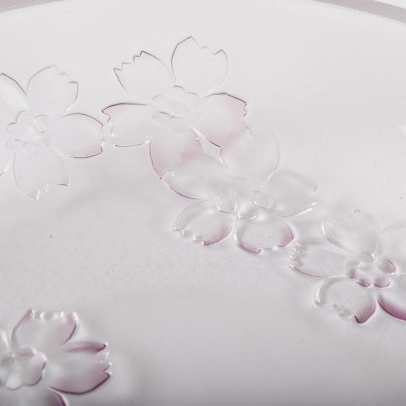 ガラス工芸　荒木良忠作　桜刻　皿　共布共箱　C　9100