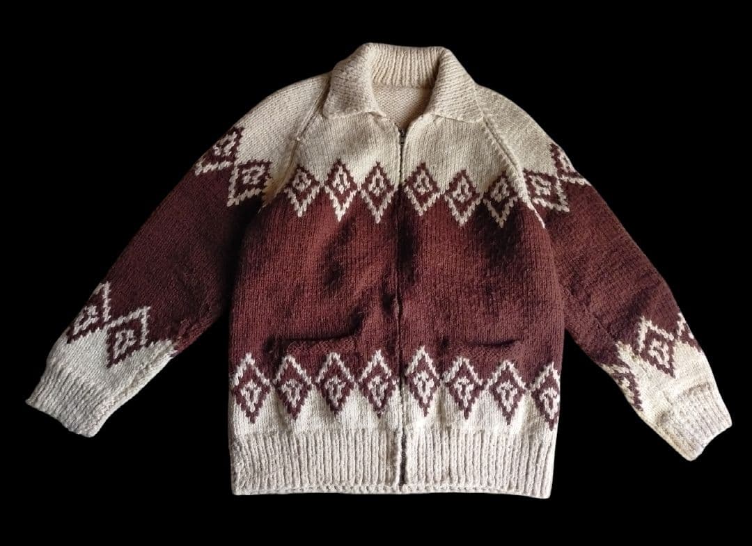 Vintage 60 70s ダイヤ柄 カウチンセーター