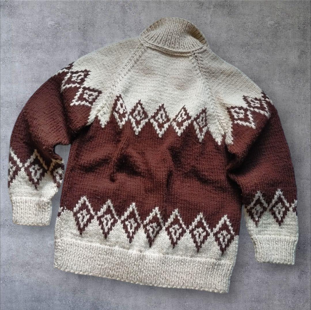 Vintage 60 70s ダイヤ柄 カウチンセーター