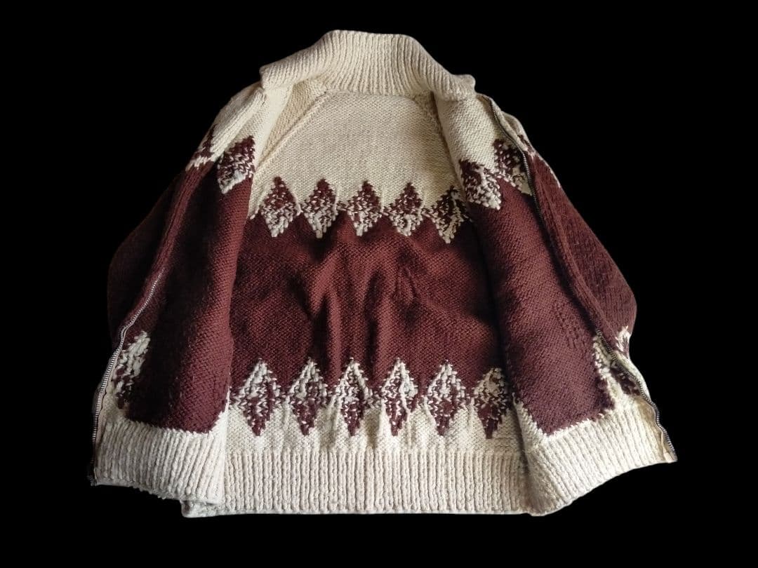 Vintage 60 70s ダイヤ柄 カウチンセーター