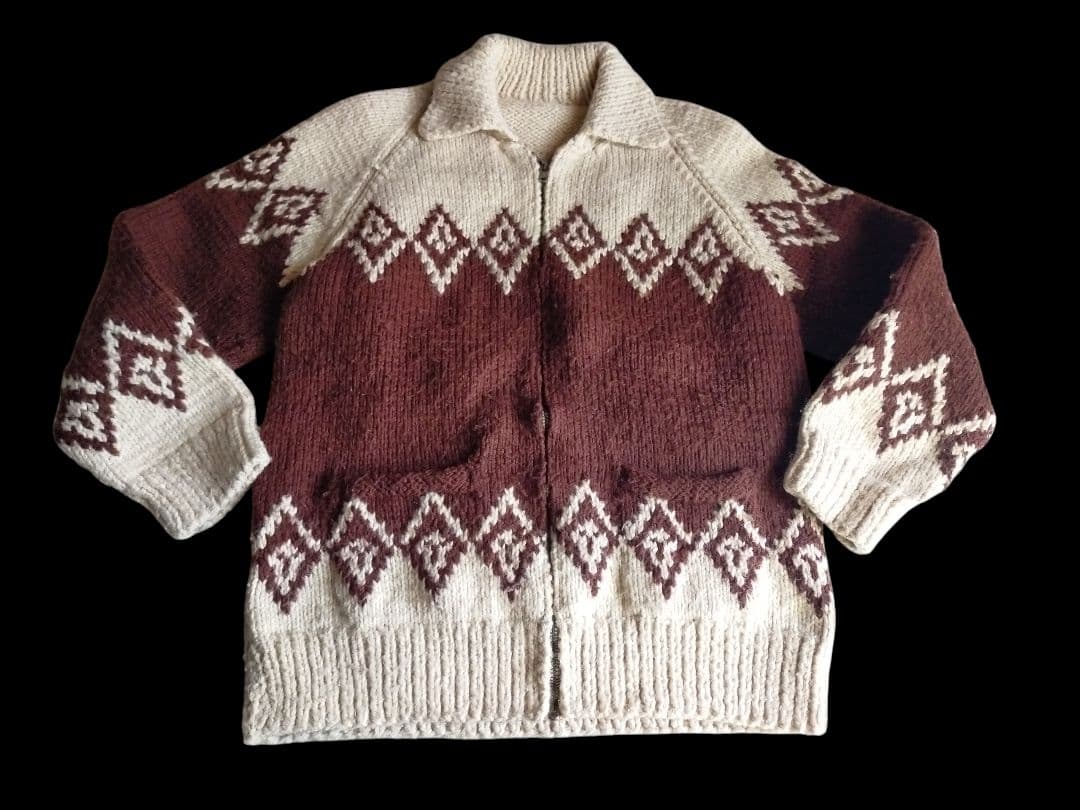 Vintage 60 70s ダイヤ柄 カウチンセーター