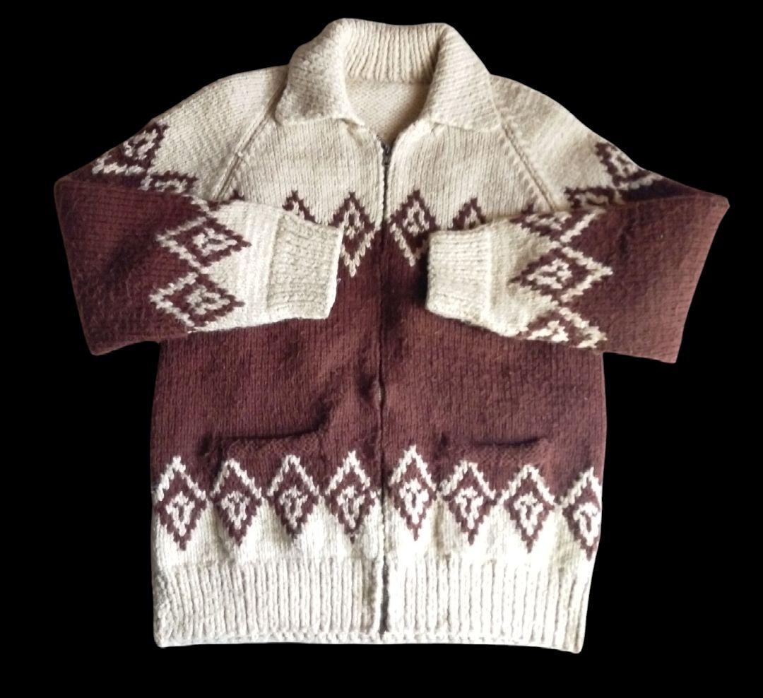 Vintage 60 70s ダイヤ柄 カウチンセーター