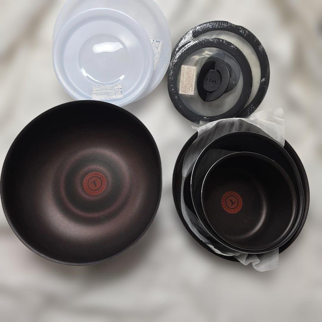 T-faL ティファール ガス火用 ブラウン系 ８点セット ハンドル無し