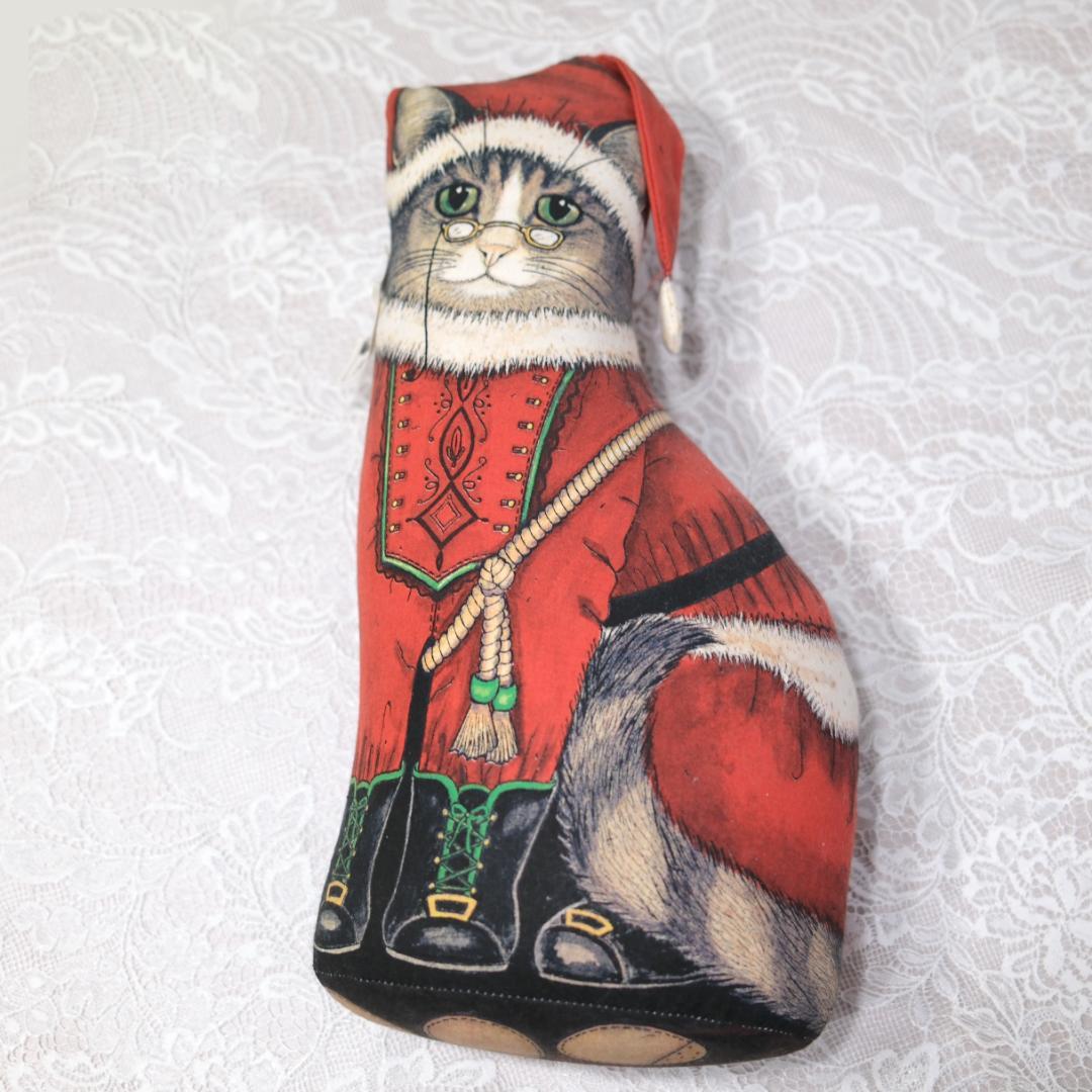 【未使用】アメリカ製 猫サンタクロース ドアストッパー