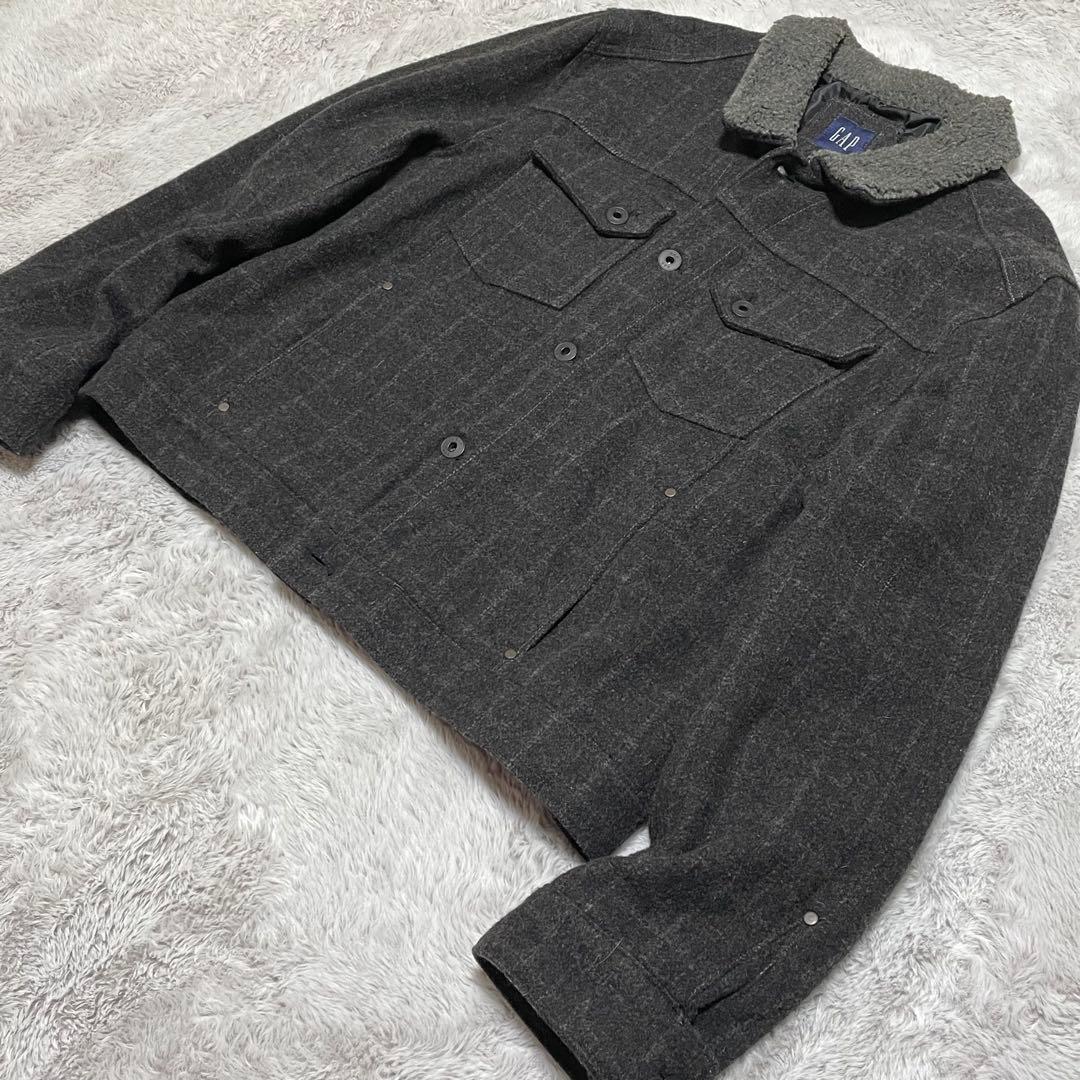 OLD GAP ウールジャケット　00s Y2K 短丈　襟ボア　チェック　XL