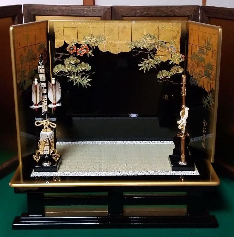 五月人形　台と屏風と弓太刀セット