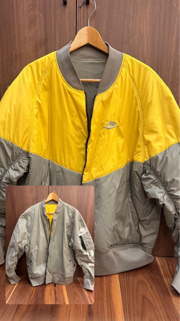 NIKE ナイキ リバーシブル MA-1 ボンバージャケットオリーブ×イエロー