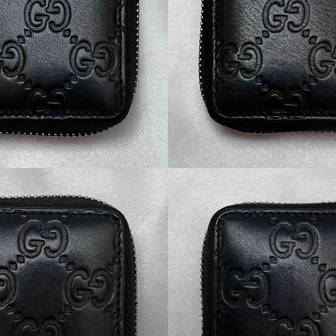 ◇箱付き極美品◇グッチ シマレザー ラウンドジップ長財布　ブラック　307987