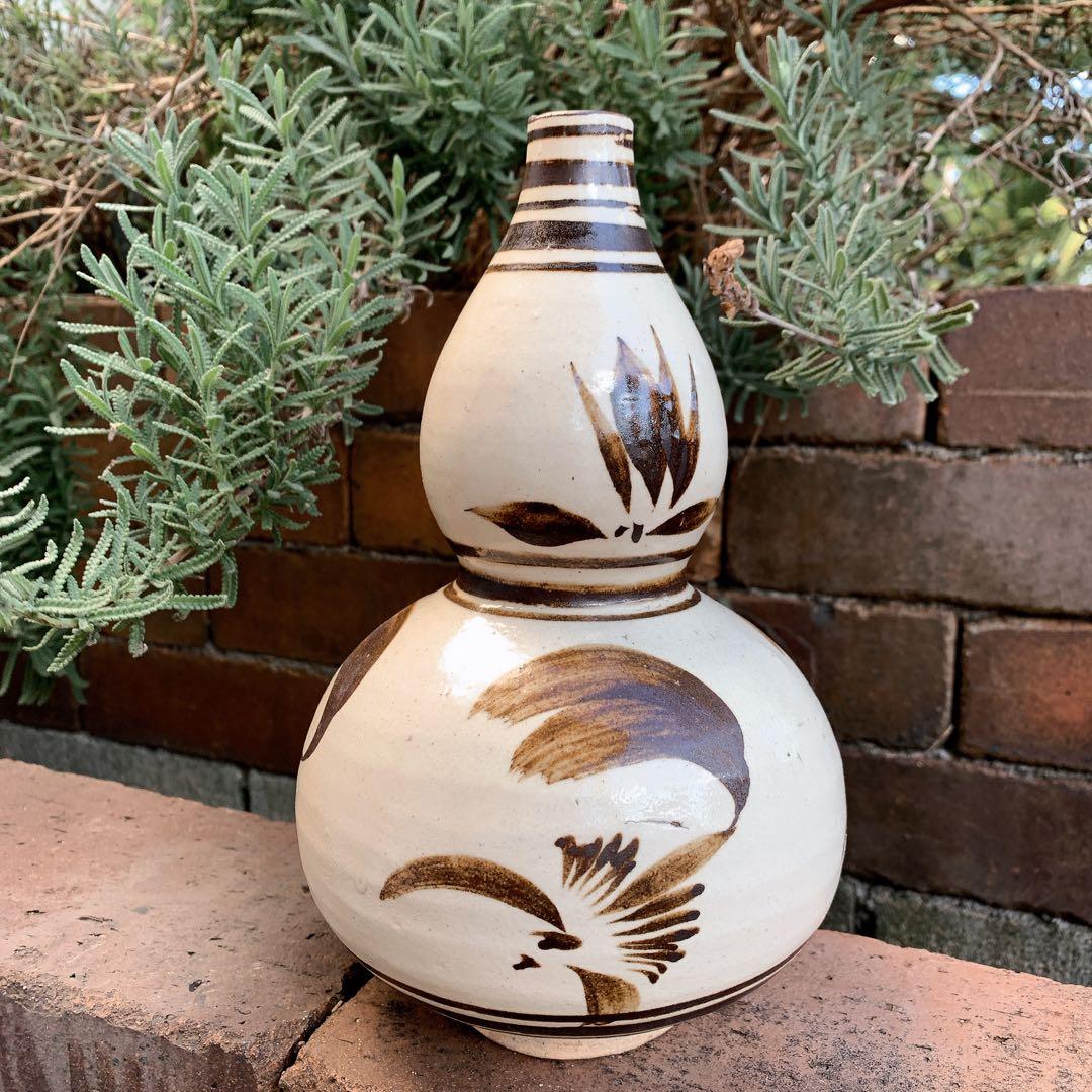 中国骨董　ひょうたん型　陶器　アンティーク　古美術　ひょうたん　花瓶　一輪挿し