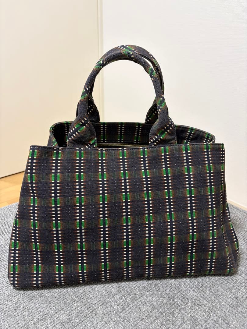 PRADA CANAPA チェック柄トートバッグ