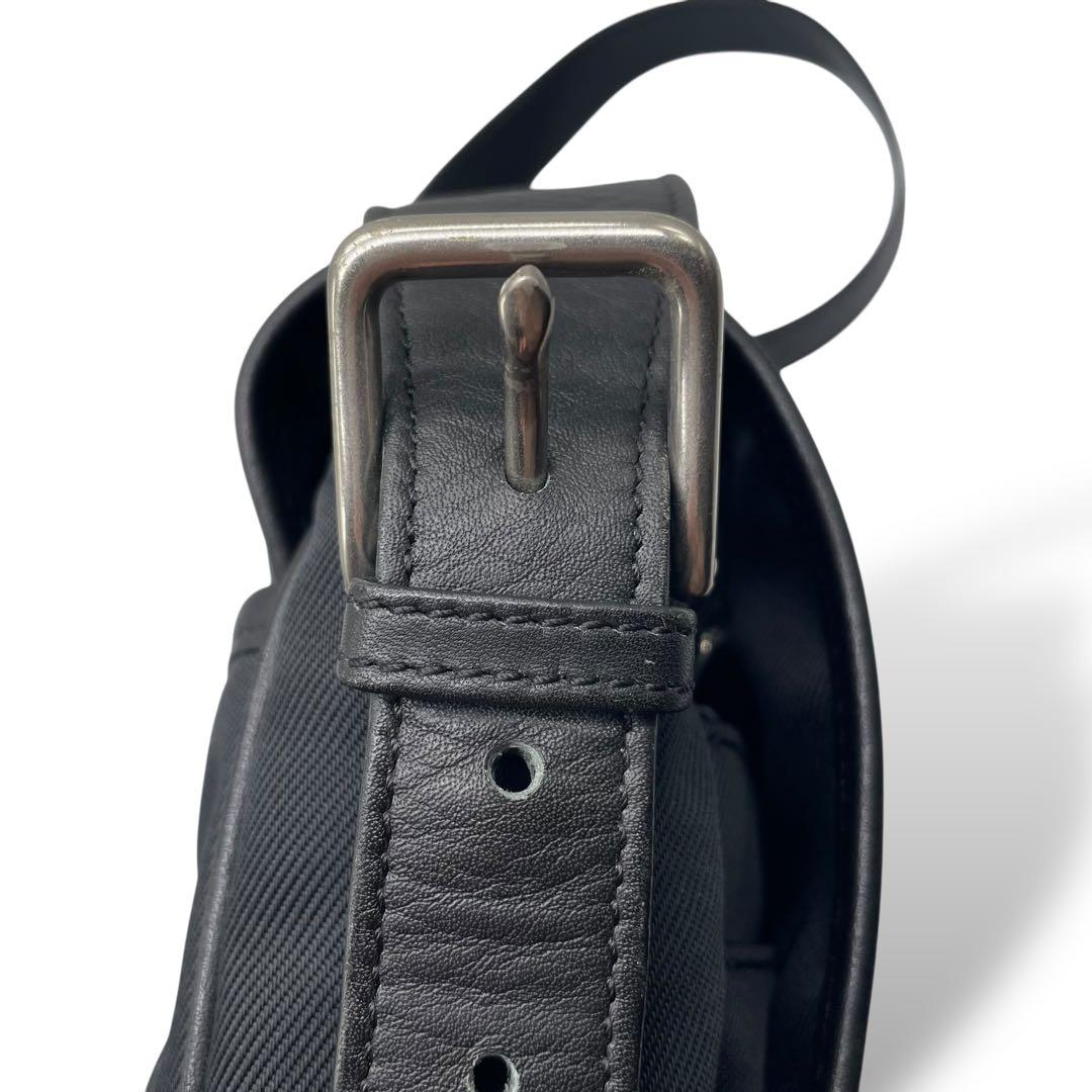 希少 COACH☆ショルダーバッグ 斜め掛け ナイロン レザー A4収納可 黒