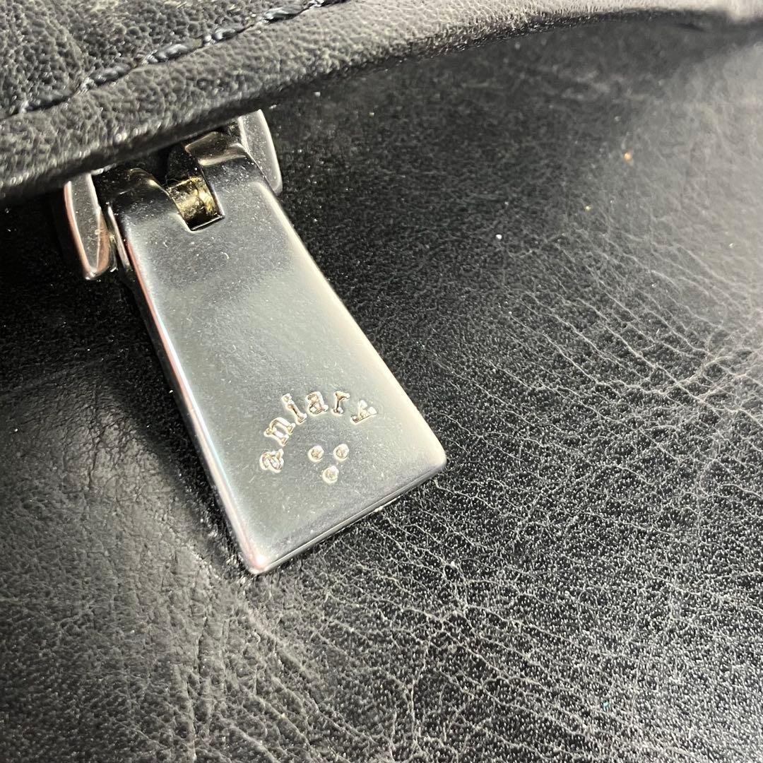 アニアリ トートバッグ 肩掛け レザー 上質 ビジネス A4/PC収納 ブラック