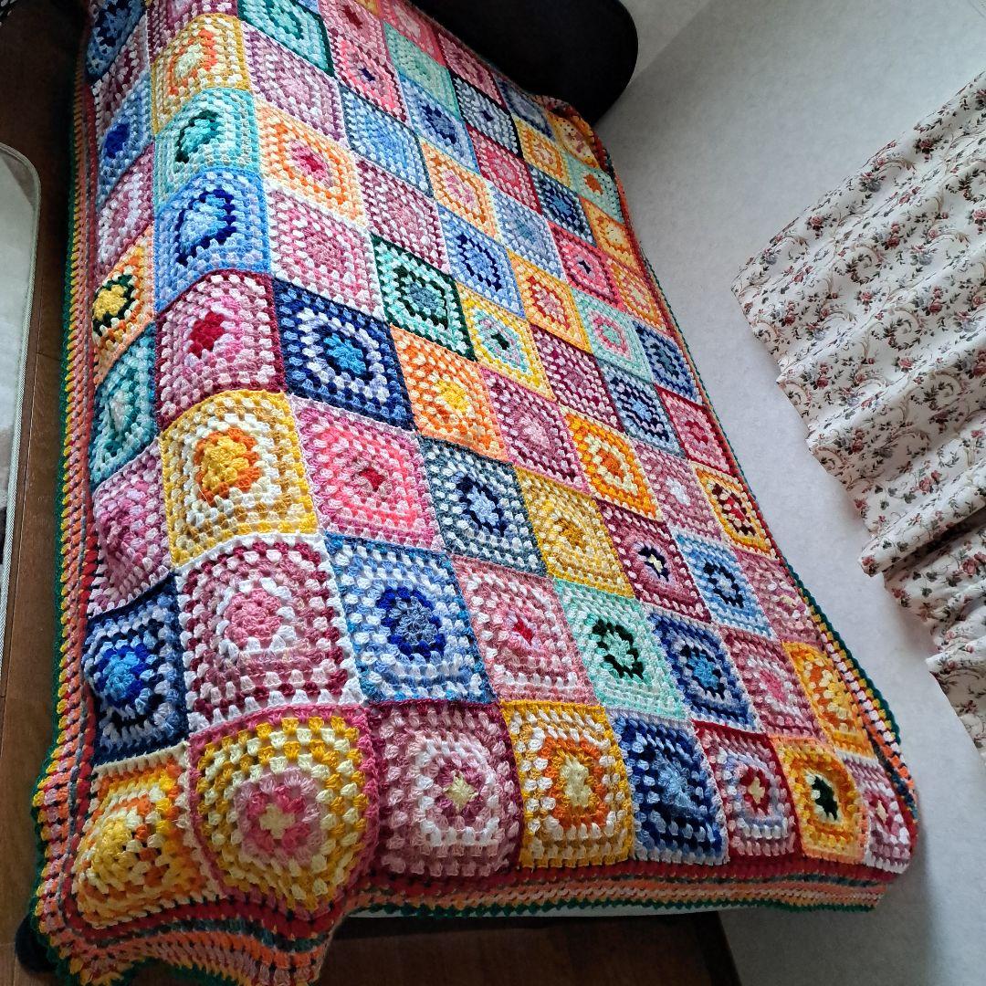 (146)カラフルグラニースクエアベッドカバー★160×205★値下げ中