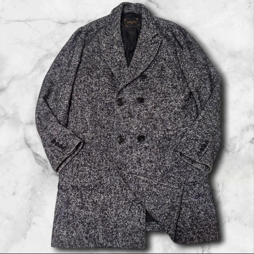 新品✨PALTO シルク アンゴラ混 ダブル チェスターコート ツイード 2XL