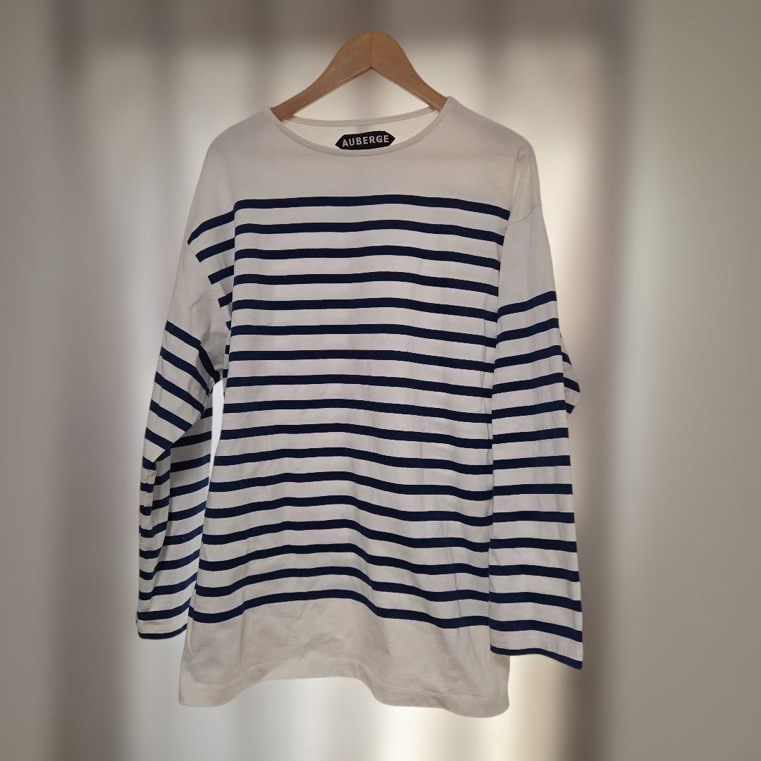 AUBERGEオーベルジュ ビッグシャルロットバスクシャツ 白×青 44