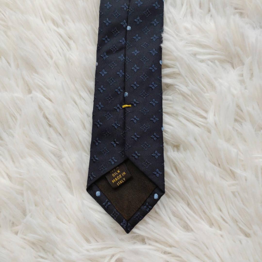 ルイヴィトン 高級シルクネクタイ 総柄 ブラック