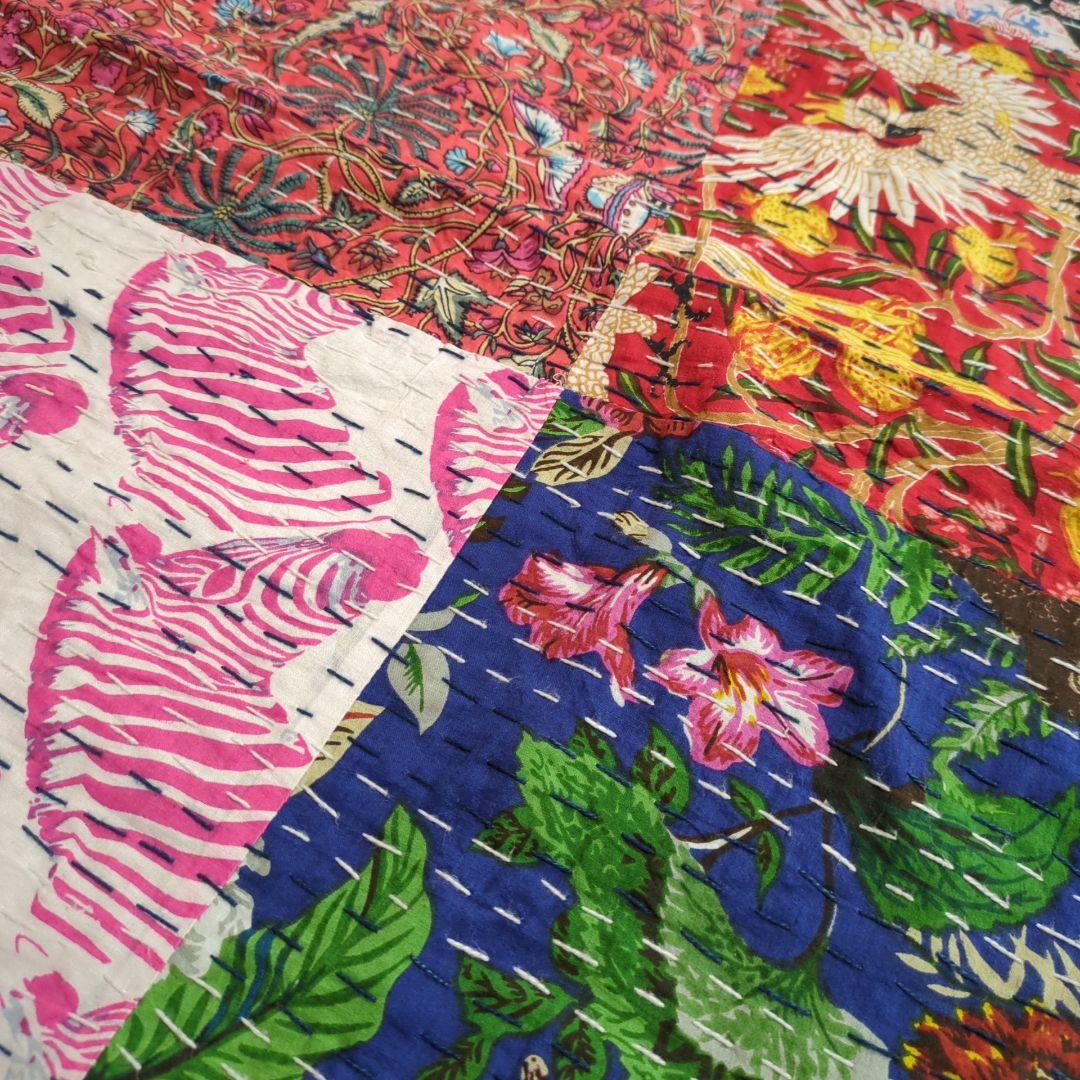 105ꕤ︎︎パッチワーク 手作りカンタキルト プリント マルチカバー 手作り