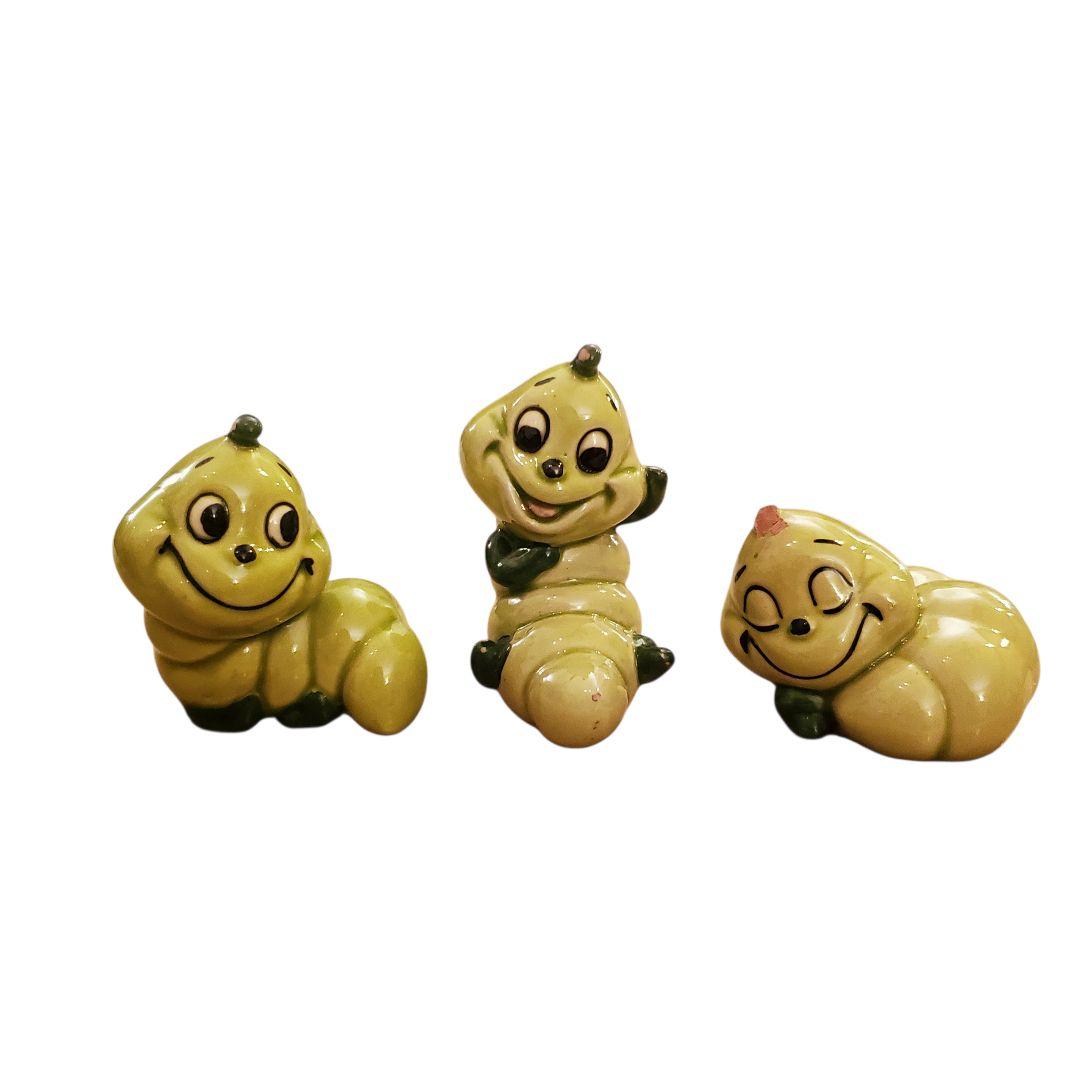 昭和レトロ　芋虫　 陶器　置物 　セット