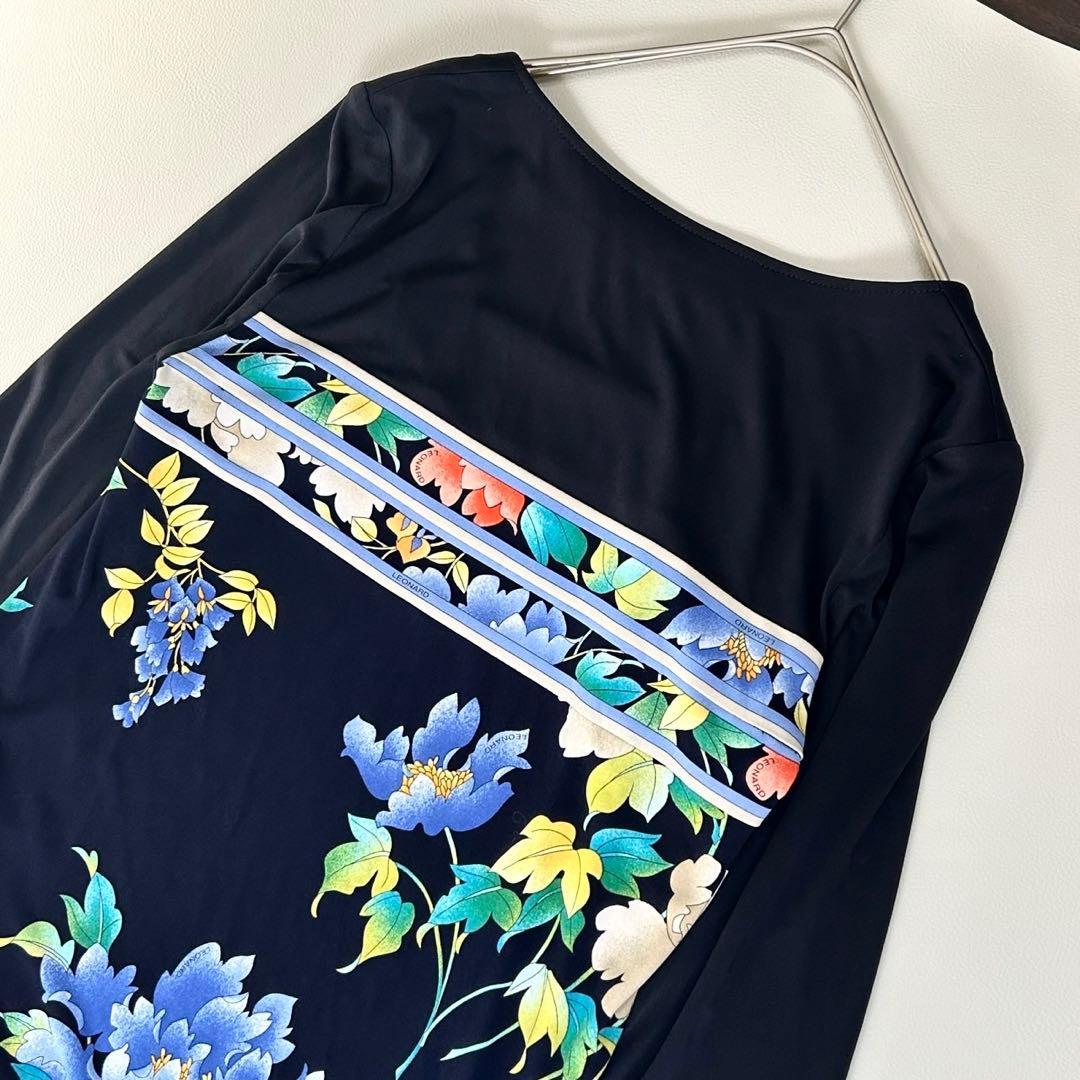 極美品✨レオナール カンカン 美しい花柄のワンピース ロング
