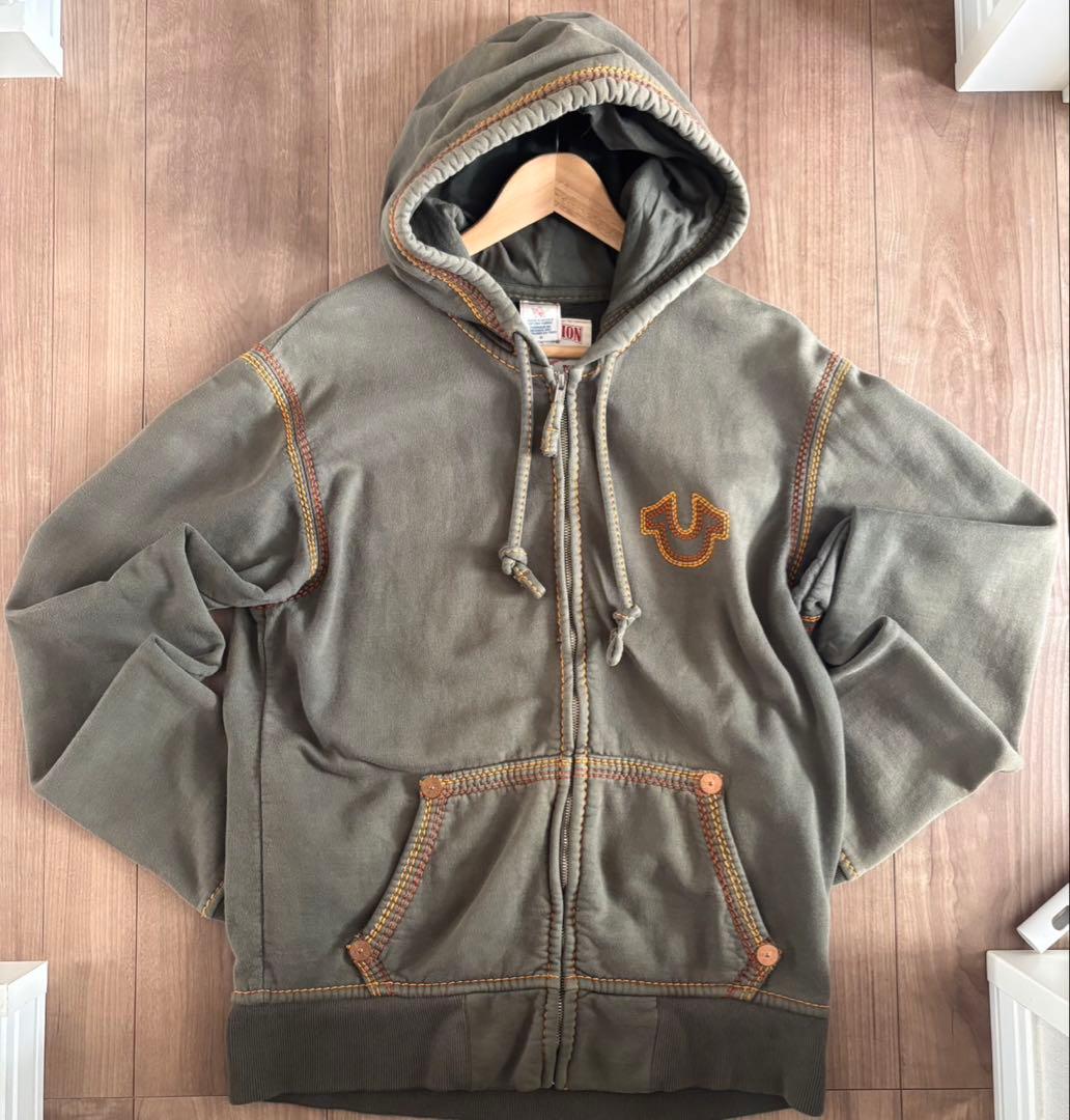 true religion ジップパーカー　グリーン