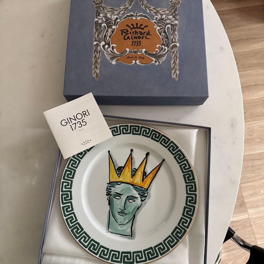 GINORI 28cmプレート　ホワイト・ブルー2枚セット