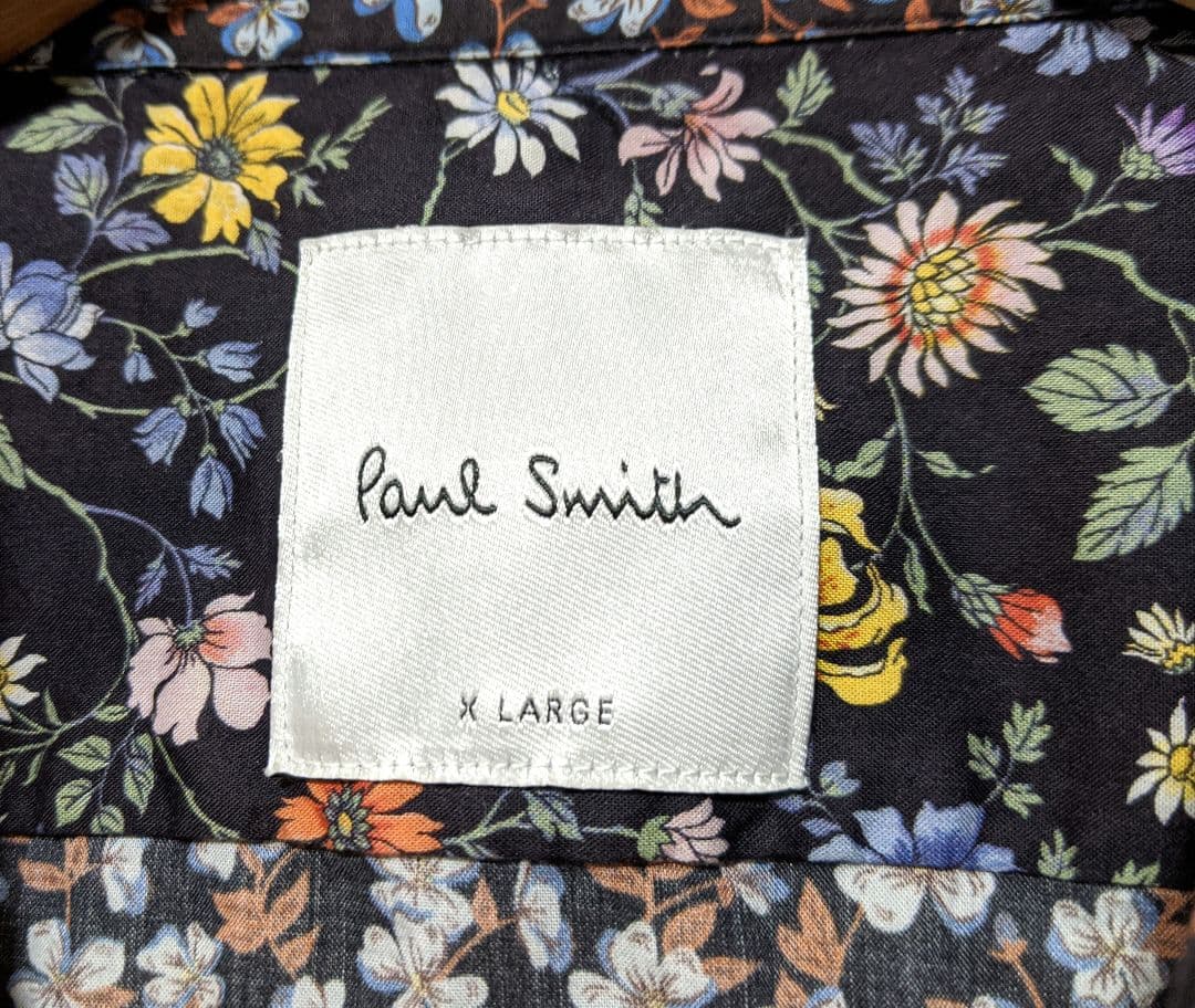 【Paul Smith】花柄シャツ/総柄/金ボタン/ビッグ/日本製/ロゴ/美品