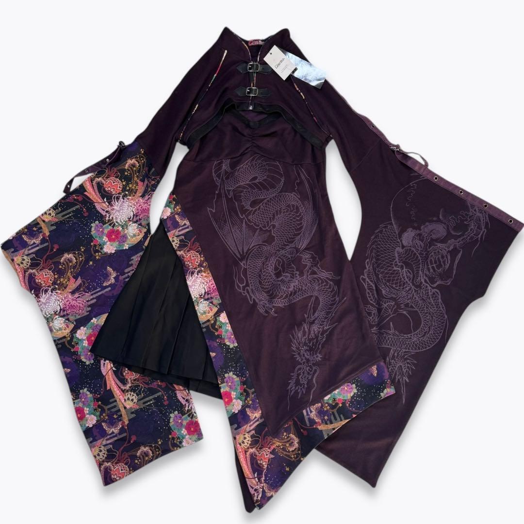 【未使用タグ付き】キューティーフラッシュ 着物振袖 アシンメトリーワンピース