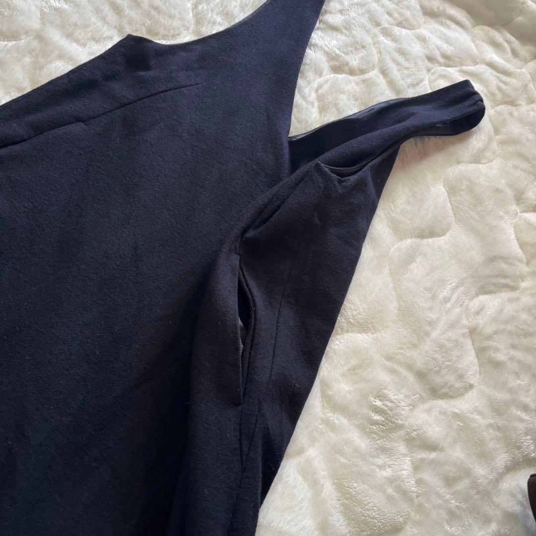 23区　ウール圧縮スムースVネックワンピース　M ダークネイビー　マキシ丈
