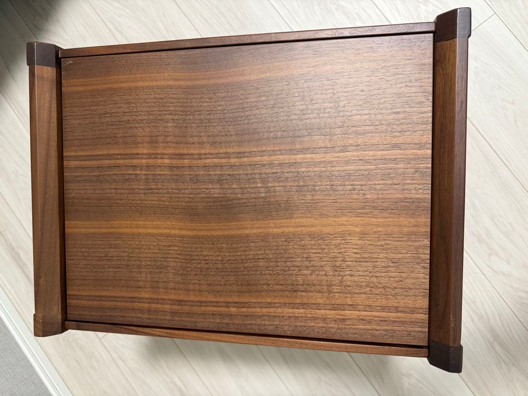 スツールとサイドテーブルの2WAY天然木ウォールナット ソフトレザー 日本製