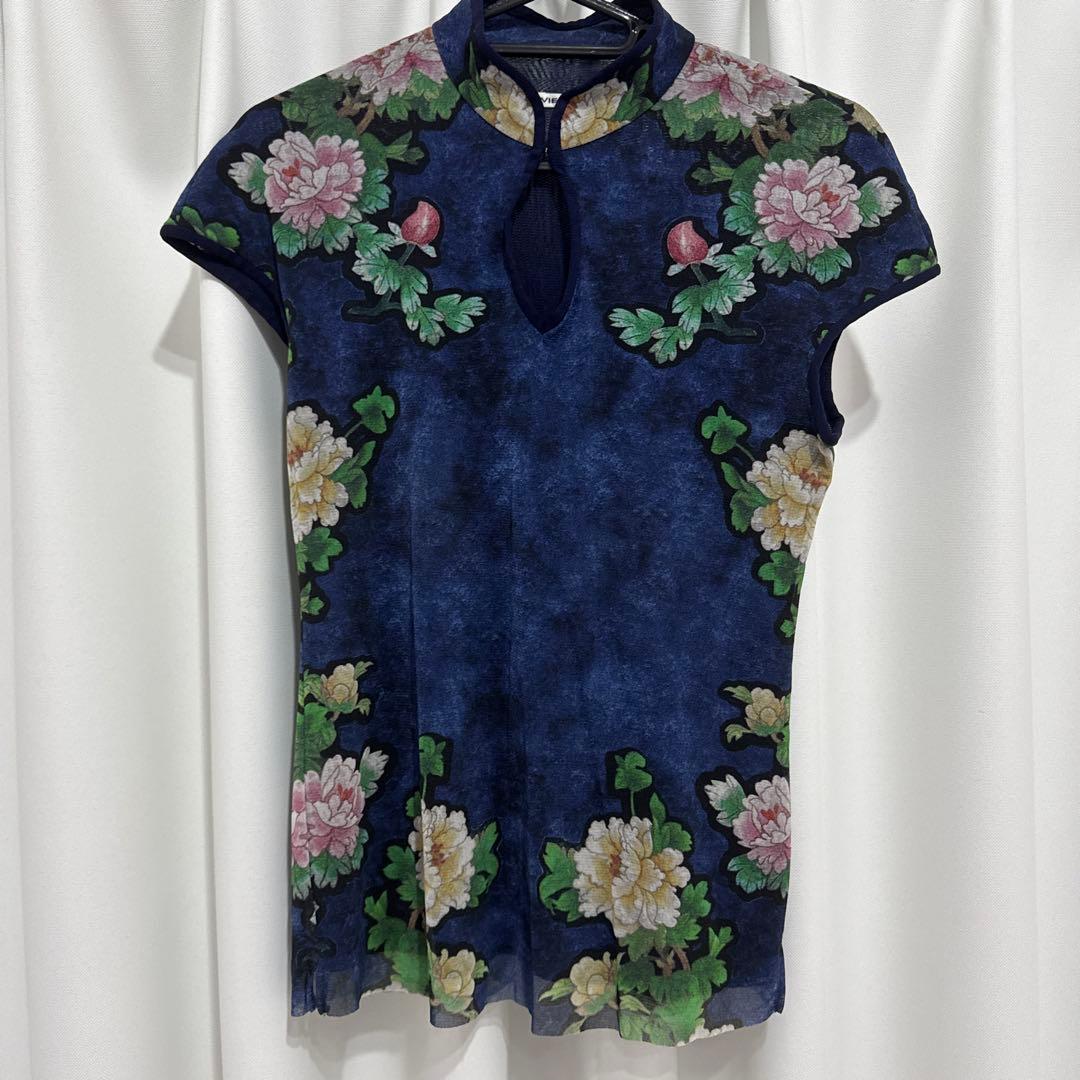 VIVIENNE TAM 花柄半袖シャツ ネイビー サイズ0