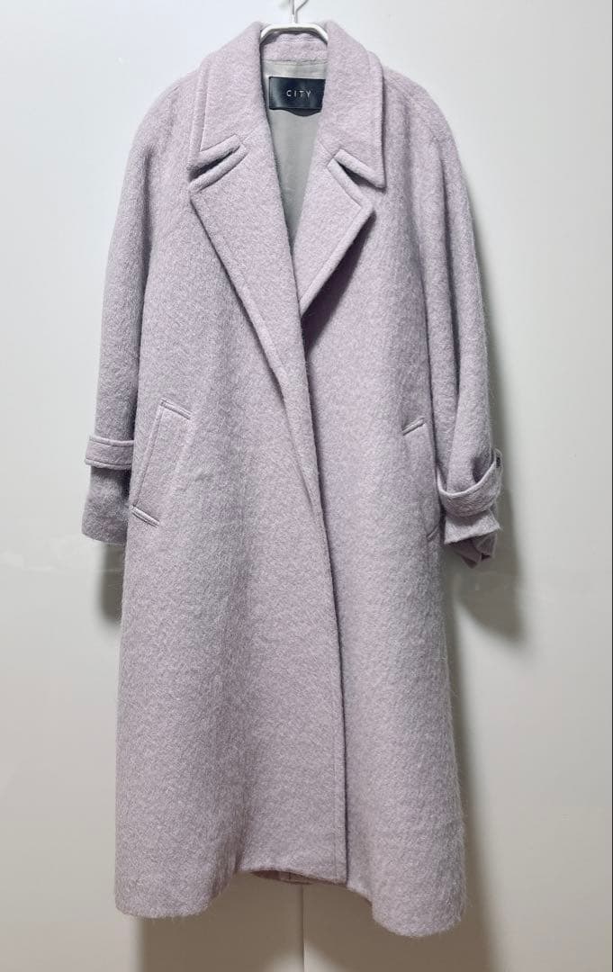 K⭐プロフ必読⭐ CITY 薄紫 シャギーロングコート ベルト付き
