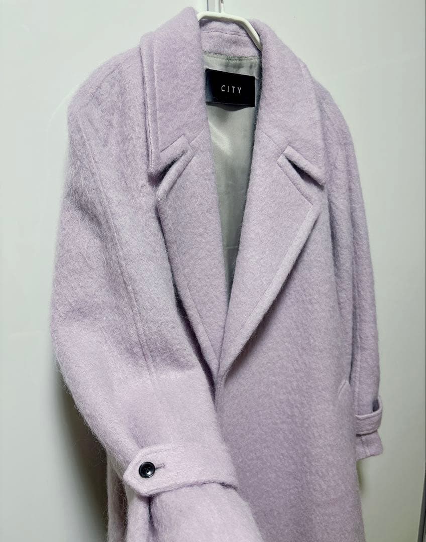 K⭐プロフ必読⭐ CITY 薄紫 シャギーロングコート ベルト付き
