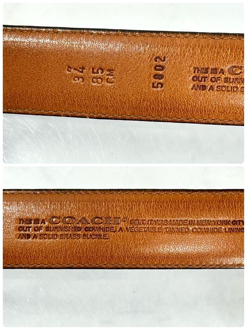 極超希少COACH レザーベルト ブラウン オールドコーチ NYC製 5802