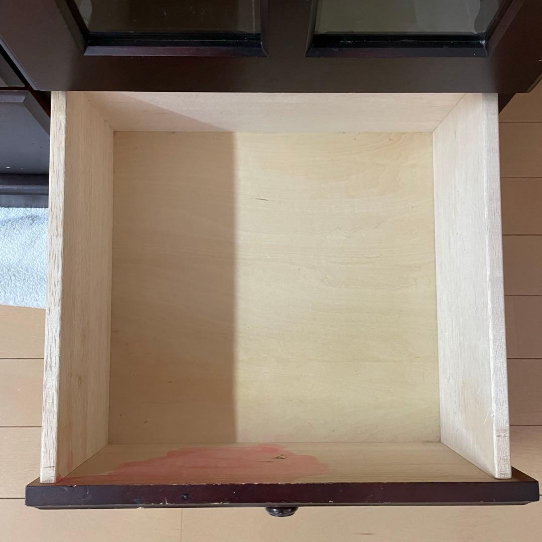 本棚 木製 ガラス扉付き キャビネット　84×42×150cmダークブラウン