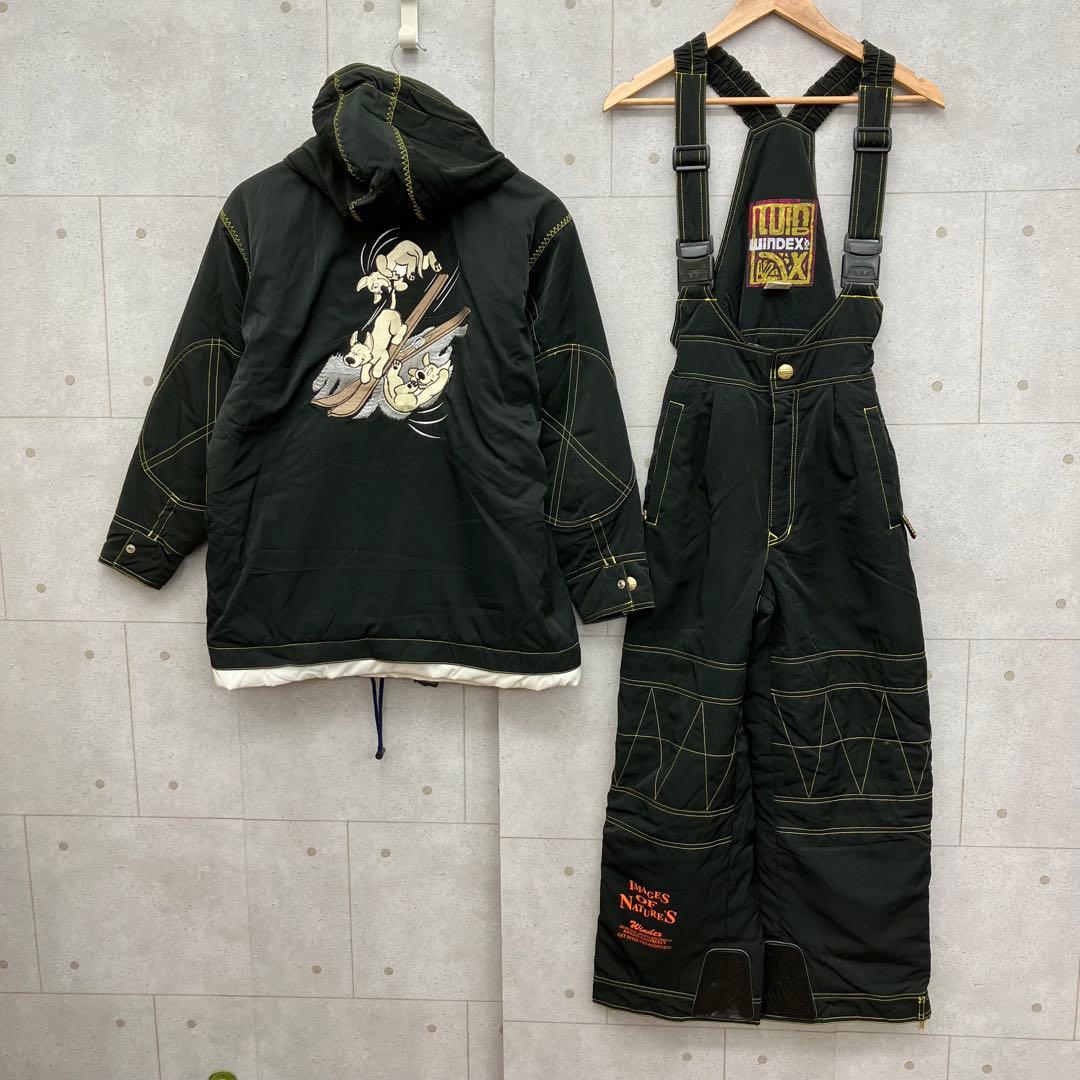WINDEX スキーウェア 上下セットアップ 犬 刺繍 レディース M 黒