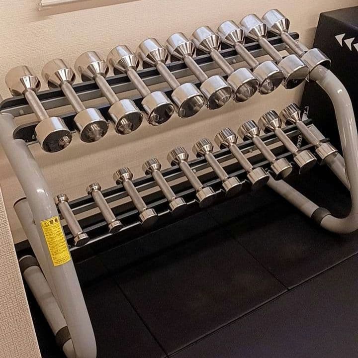 定価60万円超 中旺ヘルス ステンレスダンベルセット1kg〜10kg＋テクノジム