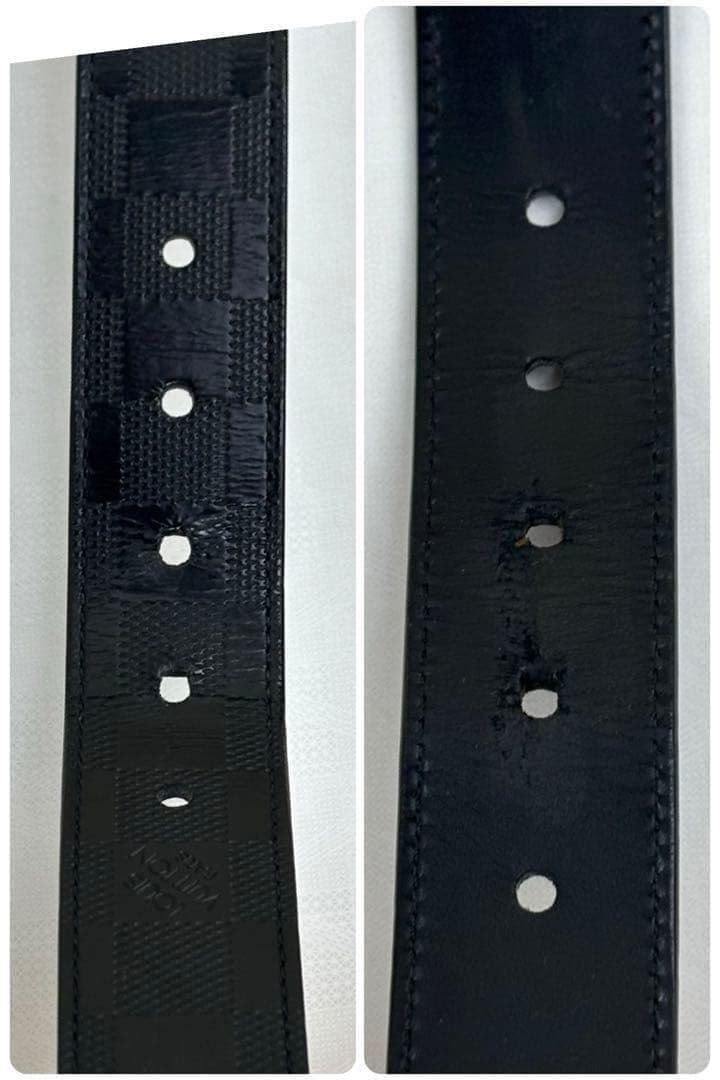 ルイヴィトン ベルト ダミエ サンチュール　ボストン　アンフィニ　レザー 黒