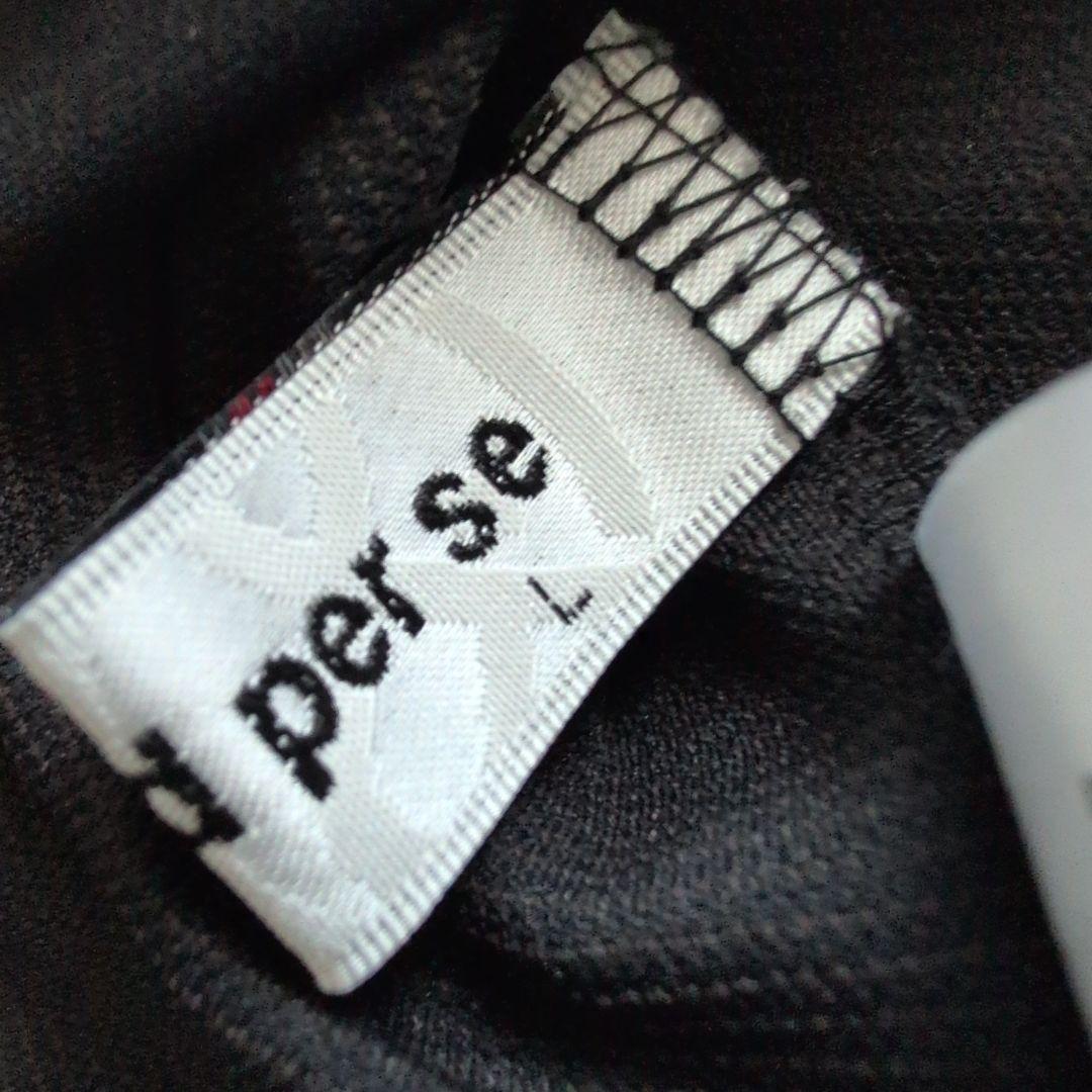 【極美品】アンパスィゴルフ　モックネックシャツ長袖　サイドライン　黒　L