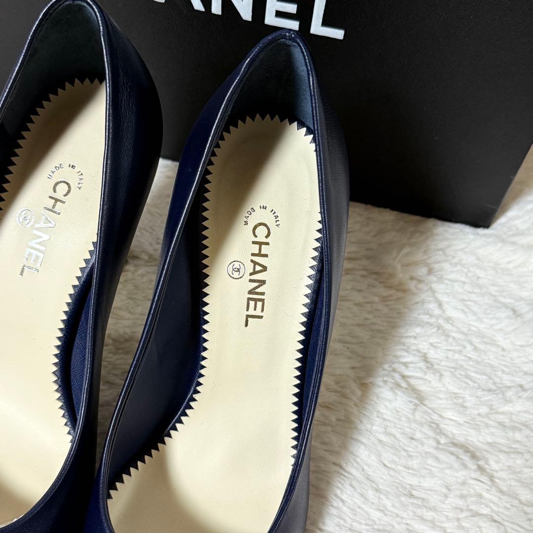 ⭐️新品未使用⭐️　CHANEL　シャネル　パンプス　ハイヒール　ネイビー　レザー