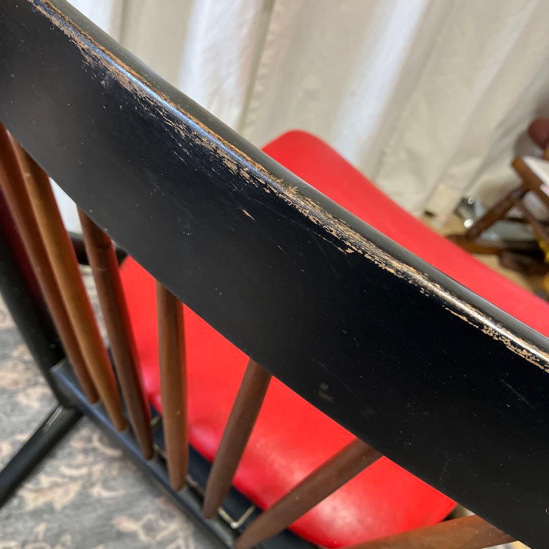 60s MARUNI 折りたたみ式 ビンテージ ダイニングチェア 黒 赤