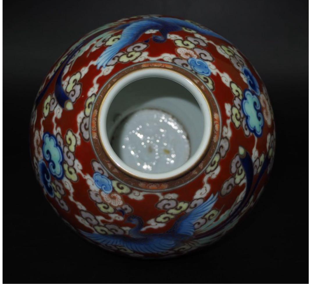 送料無料　明治大正期　香蘭社製　染錦花瓶　高さ18ｃｍ