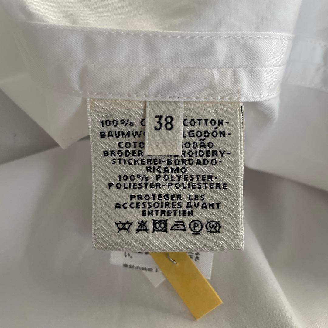 HERMES コットン白ブラウス