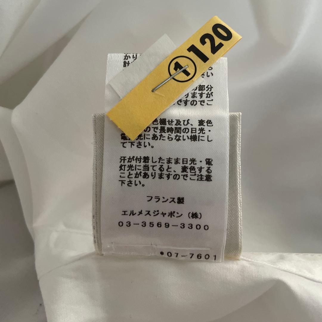 HERMES コットン白ブラウス