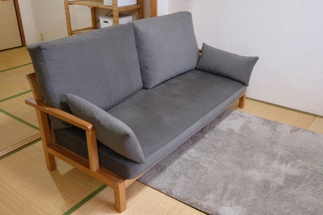 【極美品】フランネルソファ STRAND 3P ハイバック　クッション付