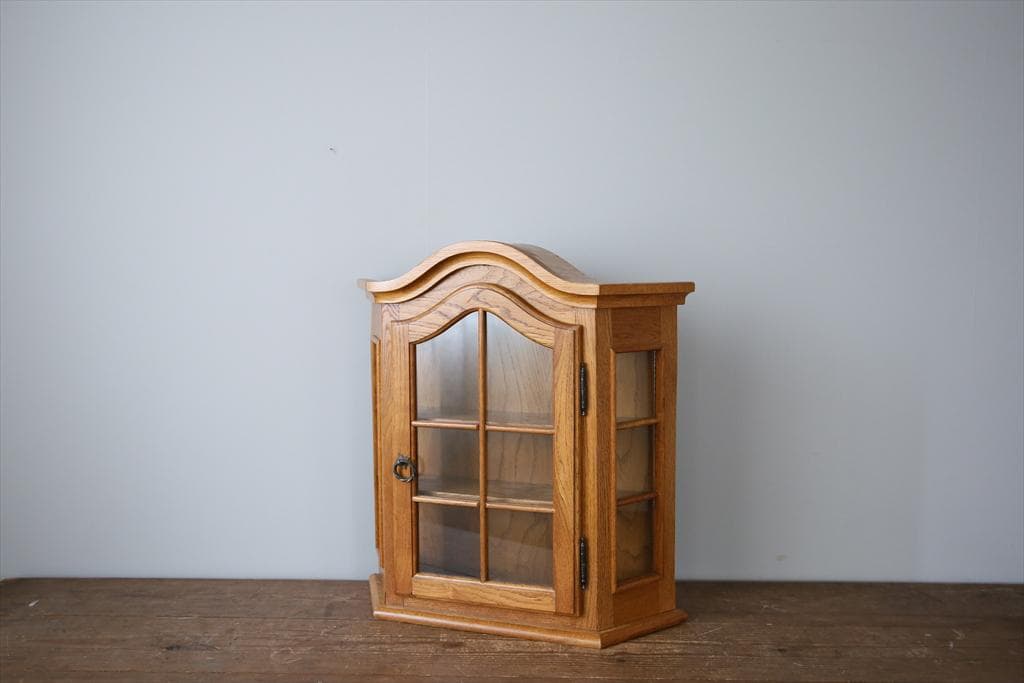 英国アンティーク壁掛けウォールキャビネット/木製シェルフ/飾り棚/(91-250