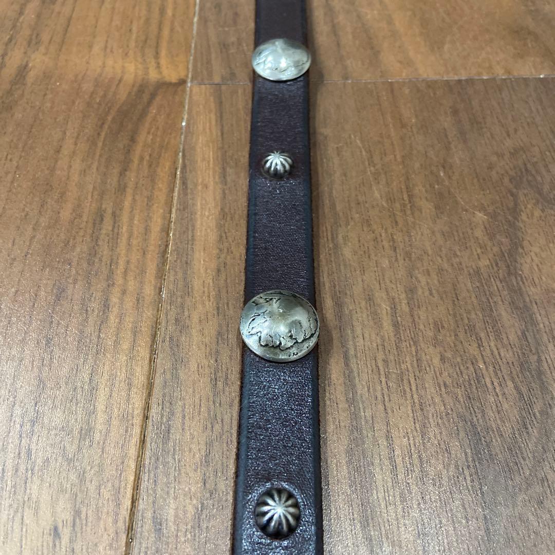 美品 OLD STUD インディアンコンチョ&アポロスタッズ ナローレザーベルト