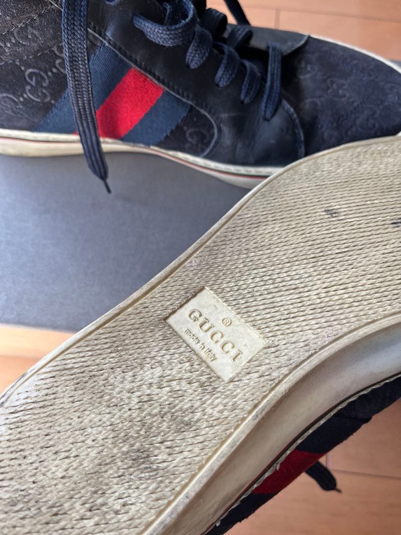 Gucci ネイビー レッド ハイカットスニーカー